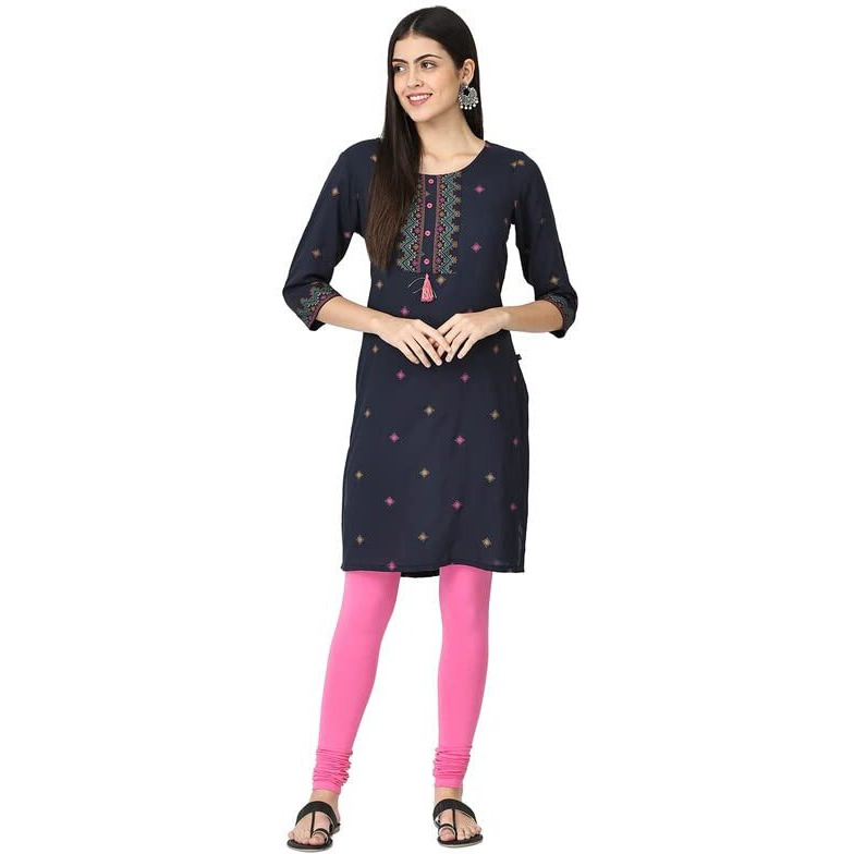 Robinbosky Premium Cotton Lycra Pink Churidar Leggings (M, Queenpink)