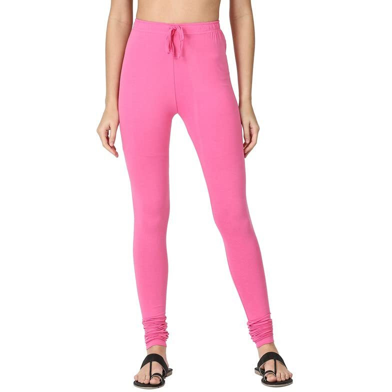 Robinbosky Premium Cotton Lycra Pink Churidar Leggings (M, Queenpink)