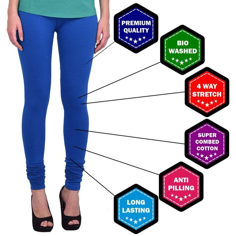 Robinbosky Premium Cotton Lycra Pink Churidar Leggings (M, Queenpink)