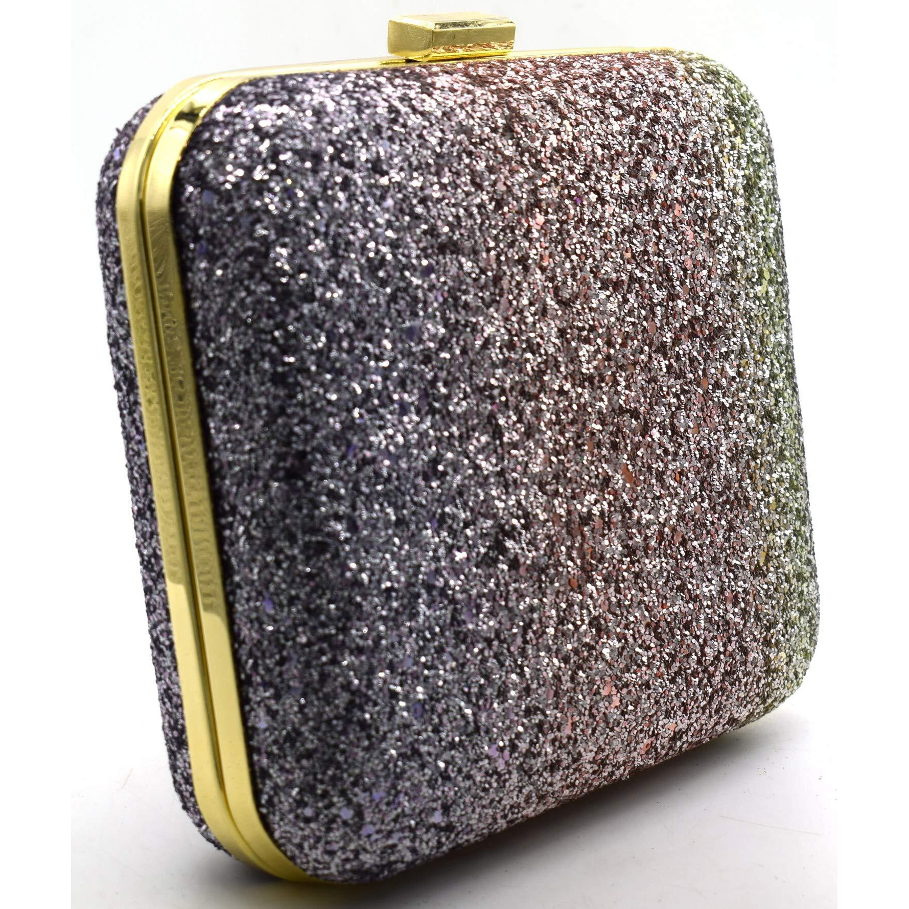Tooba Handicraft Hand Embroidered Box Clutch Bag Purse For Bridal, Casual, Wedding Bag For Women & Girls (Metallic Multi)