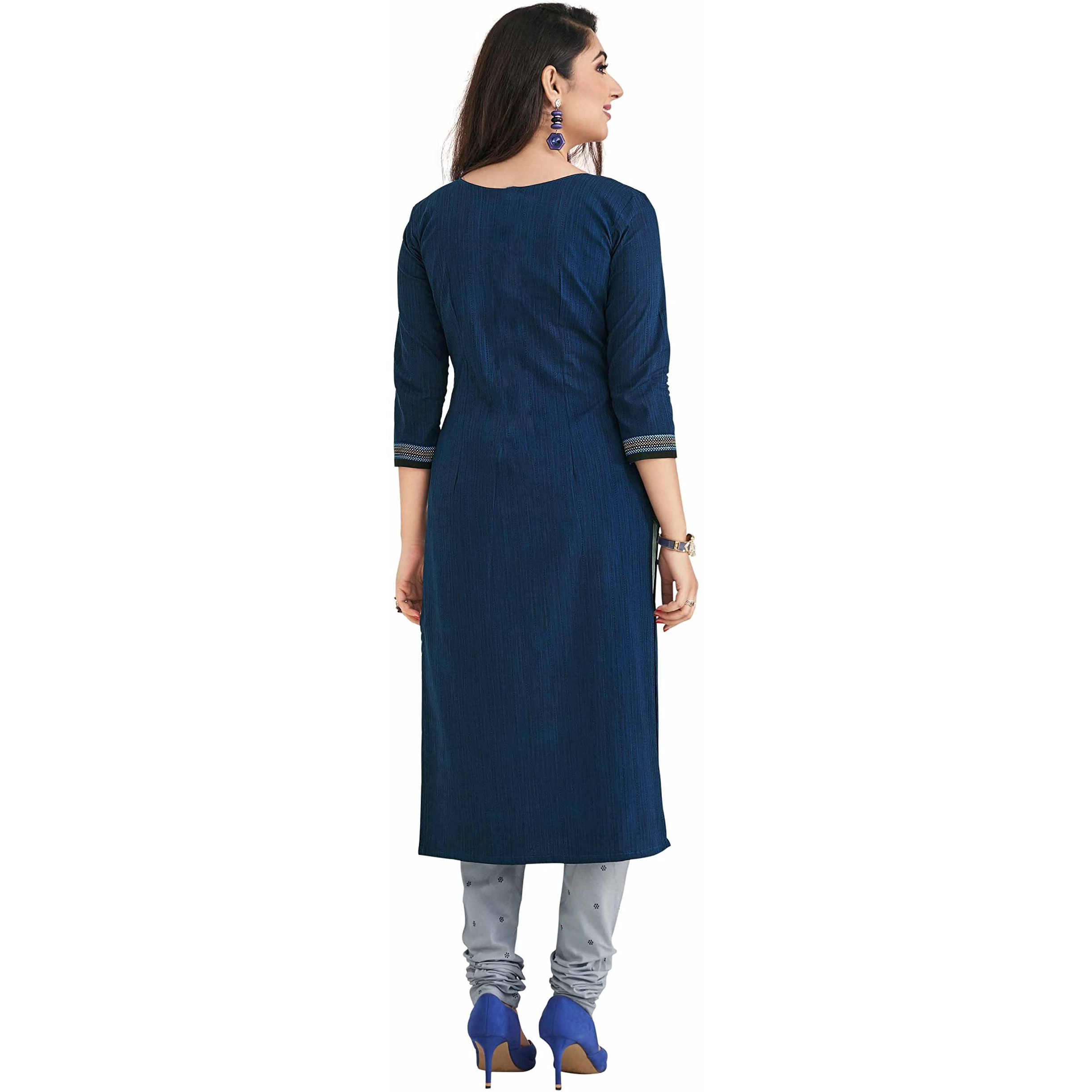 Miraan Women's Cotton Unstitched Dress Material (Sgpri1517 Blue Free Size)