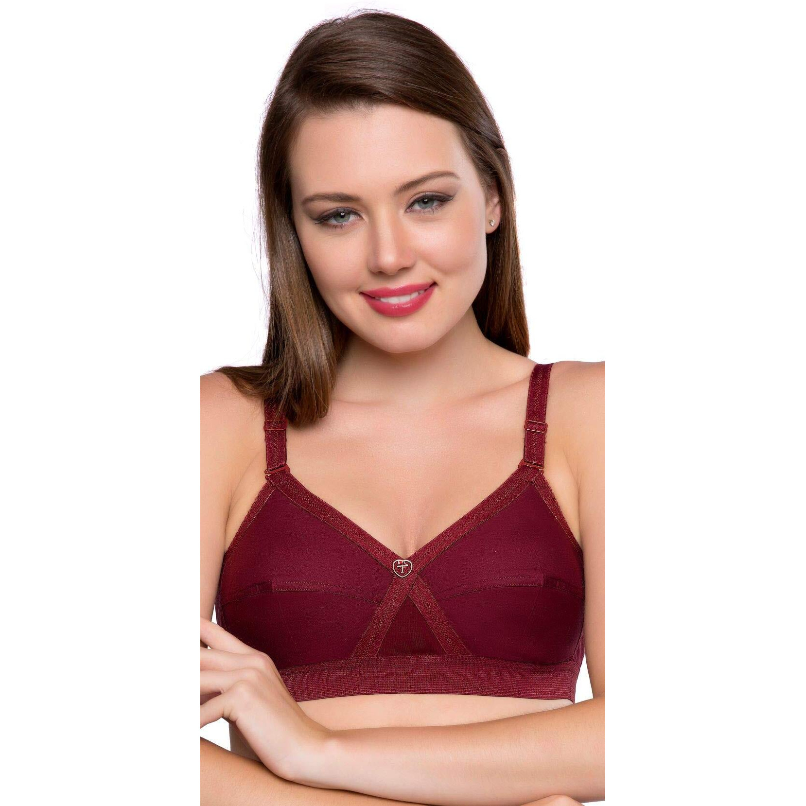 Trylo Women's Non-Wired Bra (Krutika Plain_Marun_40E)