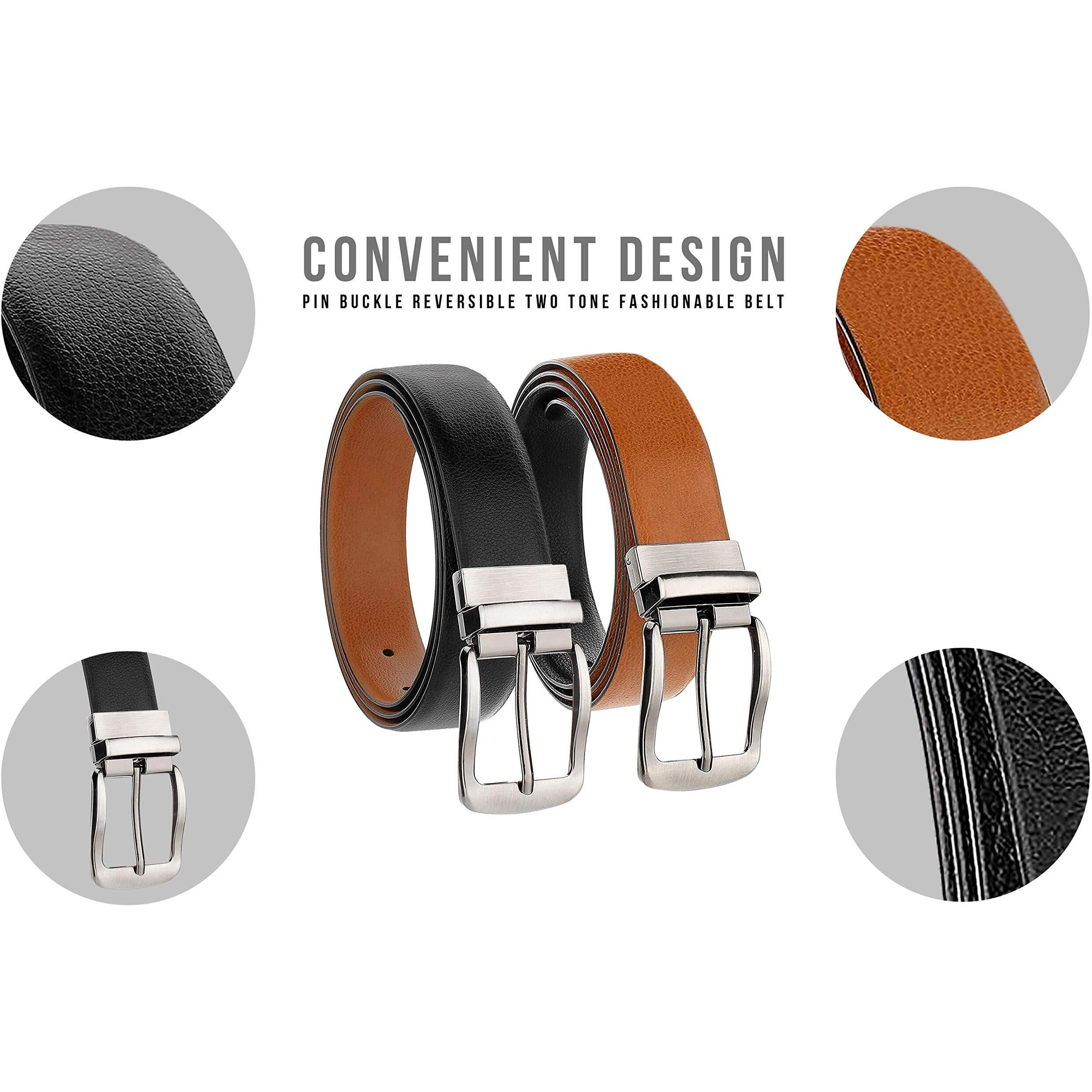Scharf Reversible Stitched Vegan Leather Formal Belt For Men | 6 Months Warranty