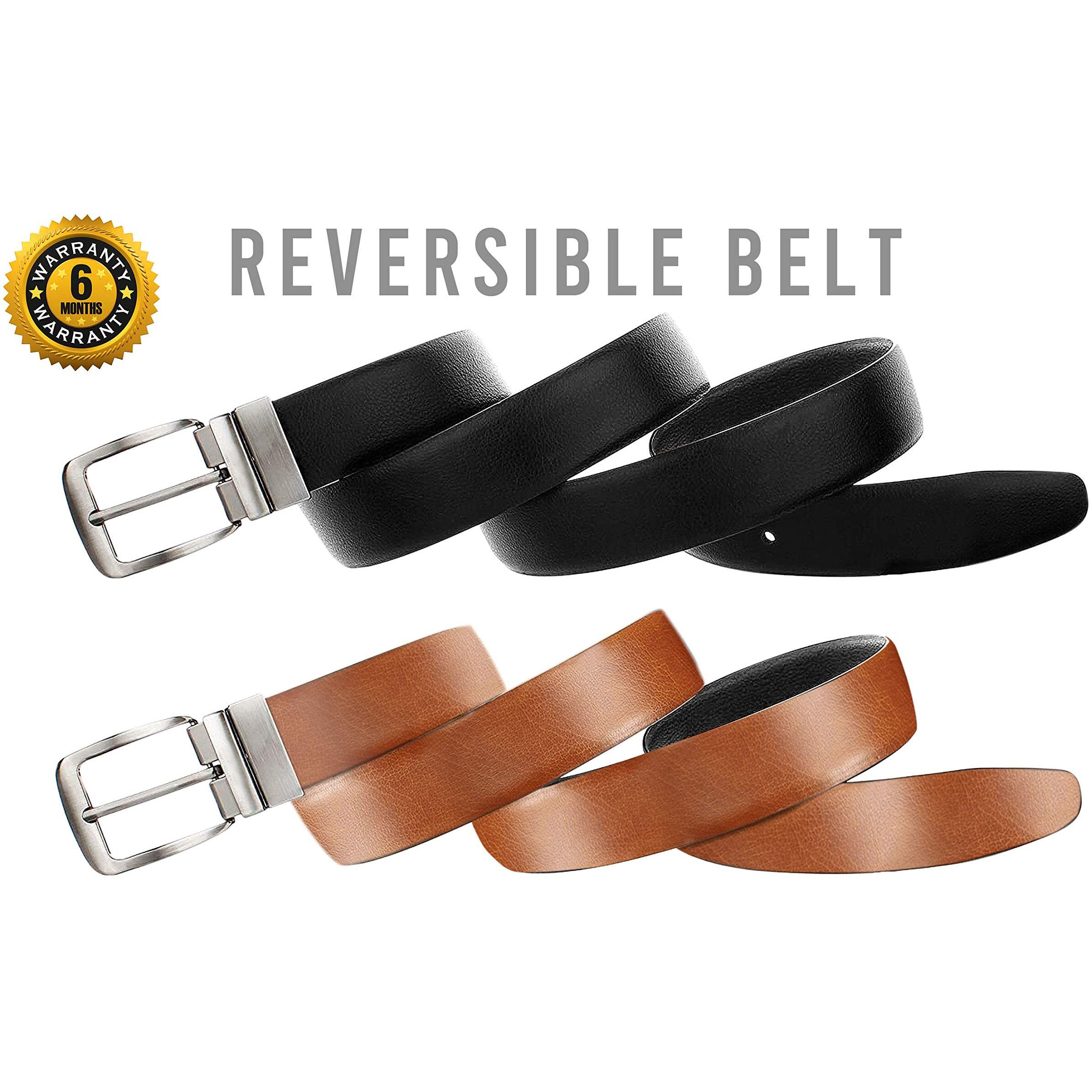 Scharf Reversible Stitched Vegan Leather Formal Belt For Men | 6 Months Warranty