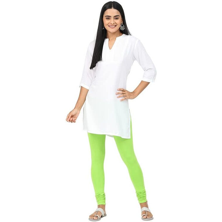 Robinbosky Premium Cotton Lycra Green Churidar Leggings (S, Greenflash)
