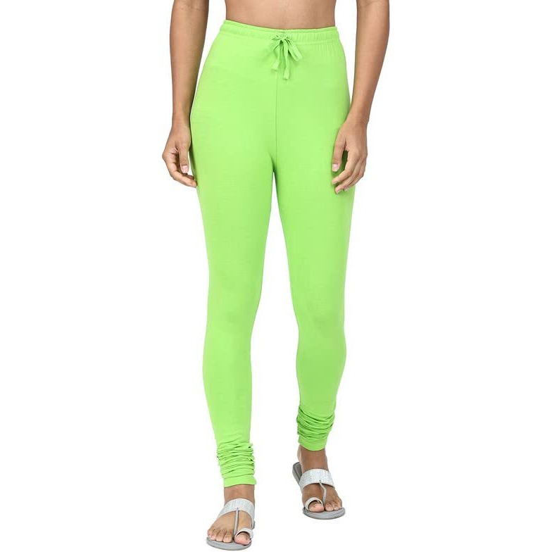 Robinbosky Premium Cotton Lycra Green Churidar Leggings (S, Greenflash)