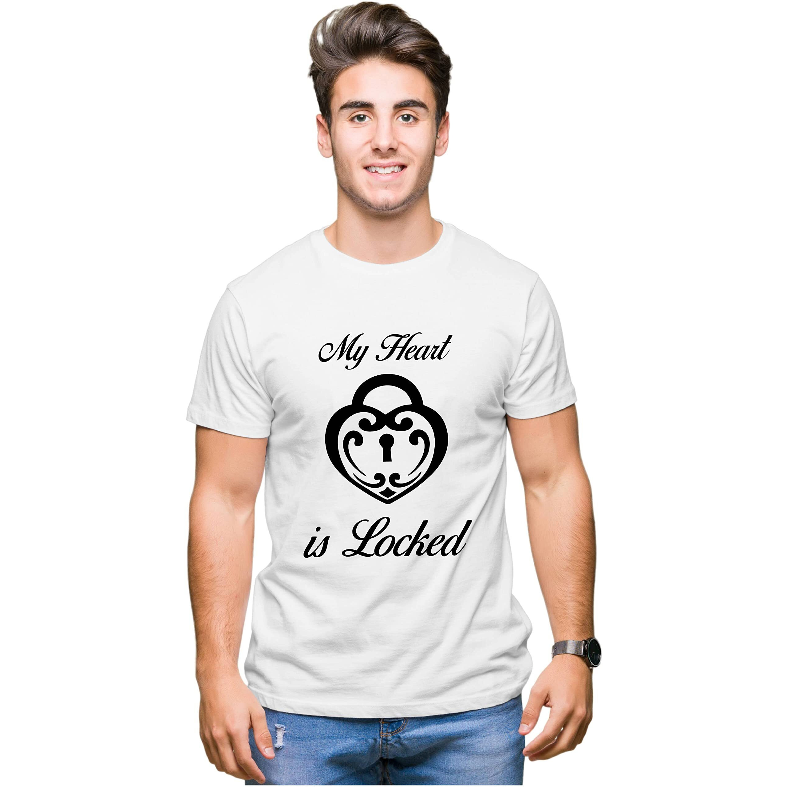 Hangout Hub Hh119 Couples Tshirt For Couple | Lock And Key (WhiteMen S,Women Xs) Printed T-Shirts For Men & Women | (Set Of 2 Cotton)