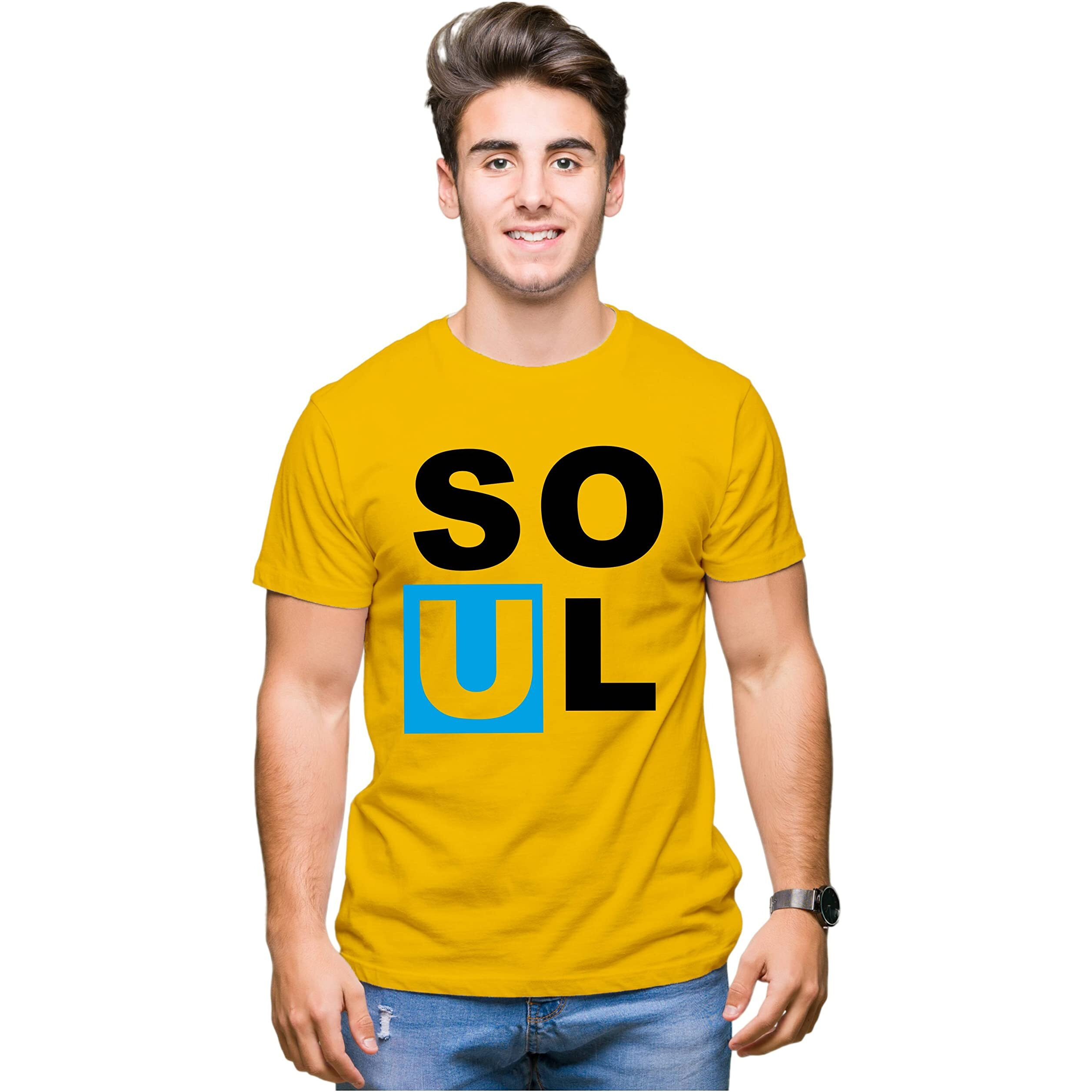 Hangout Hub Hh7 Men's & Women's Round Neck T-Shirt Soulmate (YellowMen M (38), Women Xs (32) ) Pack Of 2 Couple T-Shirts