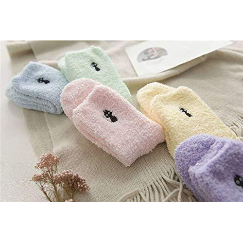 The Purple Tree Woolen Fuzzy Cute Cat Emroidery Winter Socks For Women And Girls (Purple) - 1 Pair, Cozy Socks For Women, Cute Socks, Warm Socks