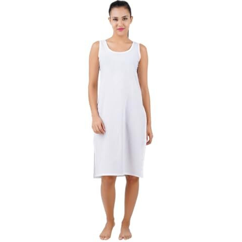 Happy Bunny Full Knee Length Cotton Camisole Inner Long Slip For Women - Firm Notstretchable Slip Lining For Kurti And Chickankari Suits/Tops - Suits Summer And Winter