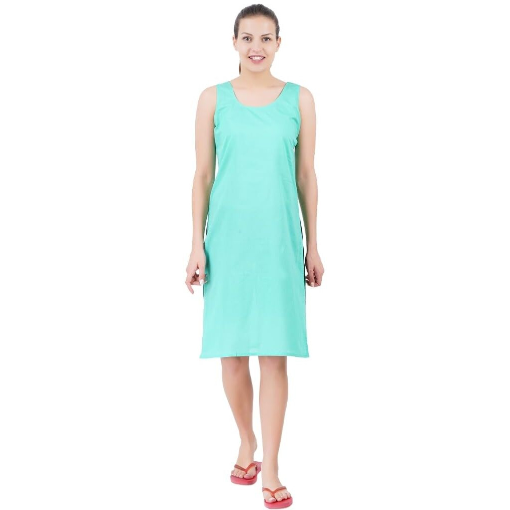 Happy Bunny Full Knee Length Cotton Camisole Inner Long Slip For Women - Firm Notstretchable Slip Lining For Kurti And Chickankari Suits/Tops - Suits Summer And Winter