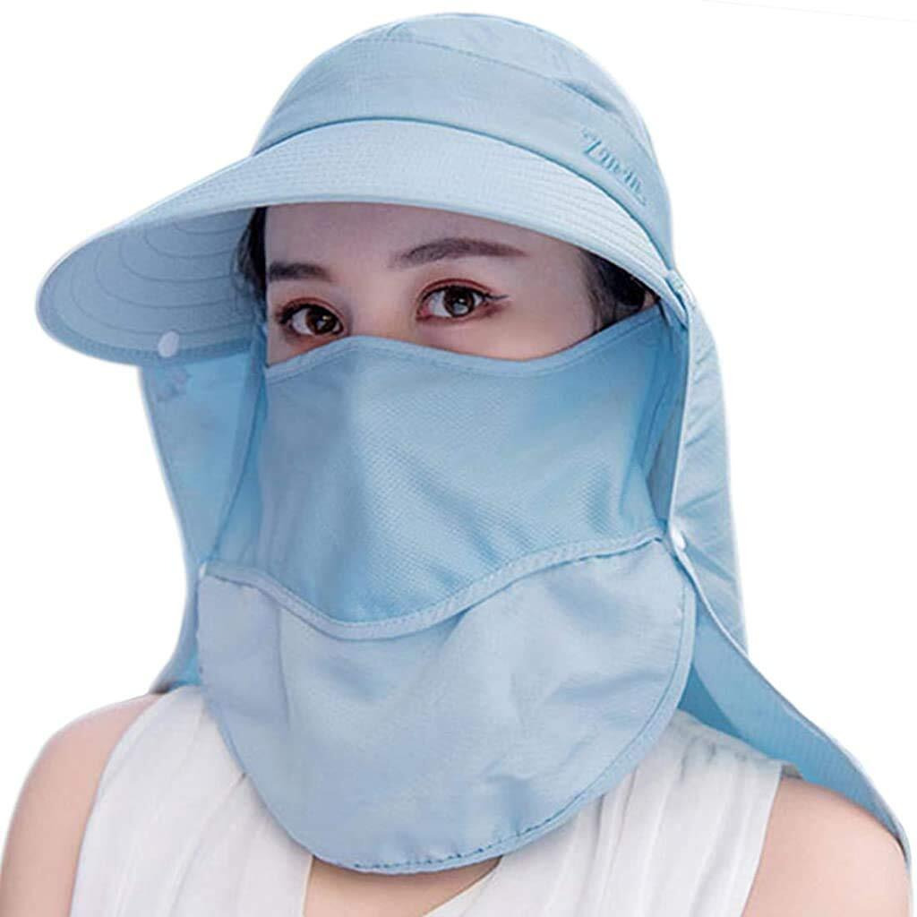 Gustave Corduroy Unisex Summer Hats With Detachable Flaps, Sun Hats For Women, Sun Protection Cap For Women, For Gardening, Beach, Boating, Fishing (1_Blue_Free Size)