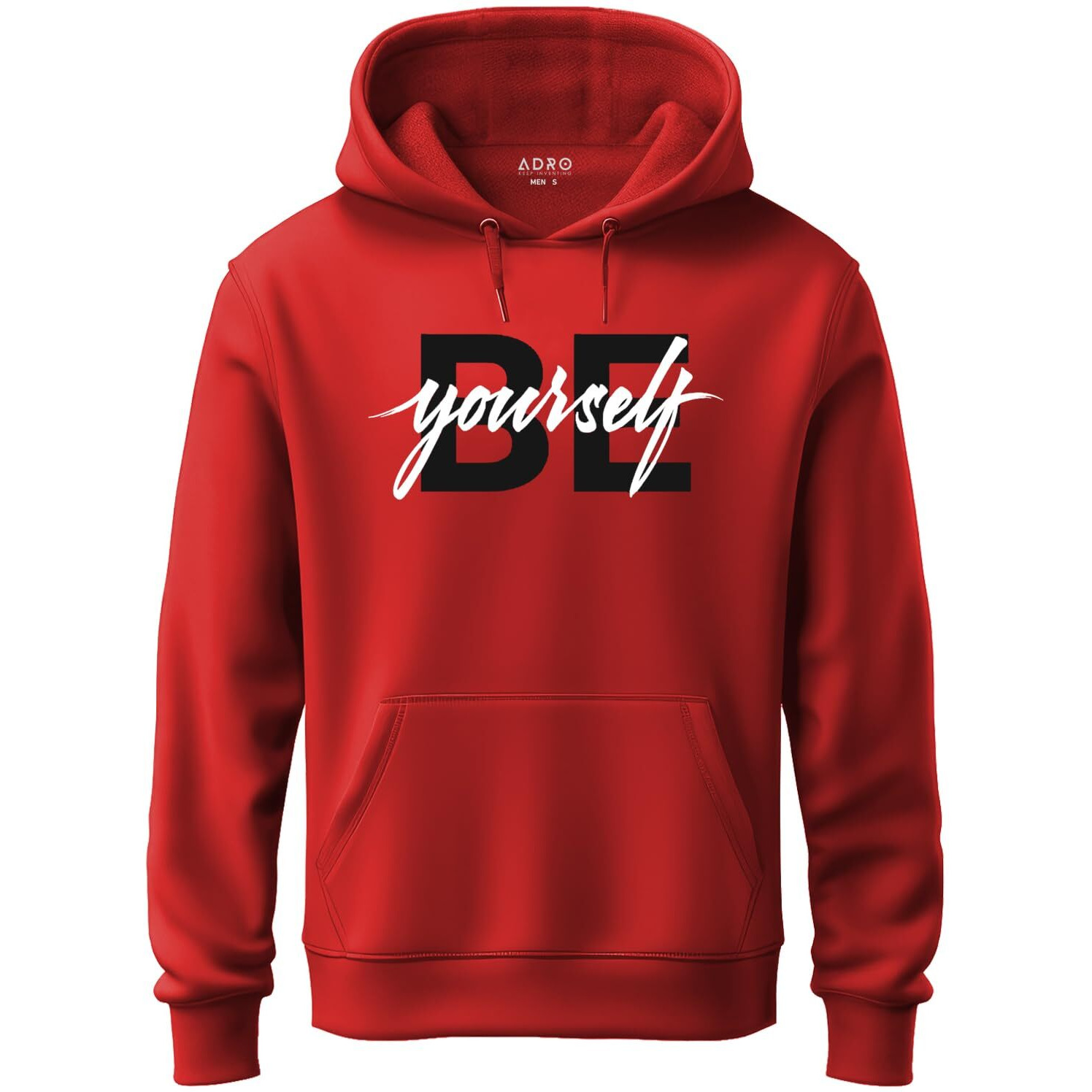 Adro Men's Cotton Neck Hooded Sweatshirt (H20-M-Byo-Rd_Red_2Xl)