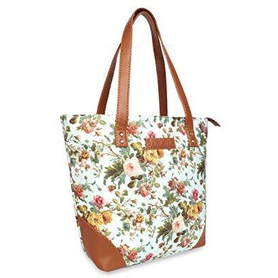Sakwoods Women Printed Canvas Green Floral Tote Bag (Green)