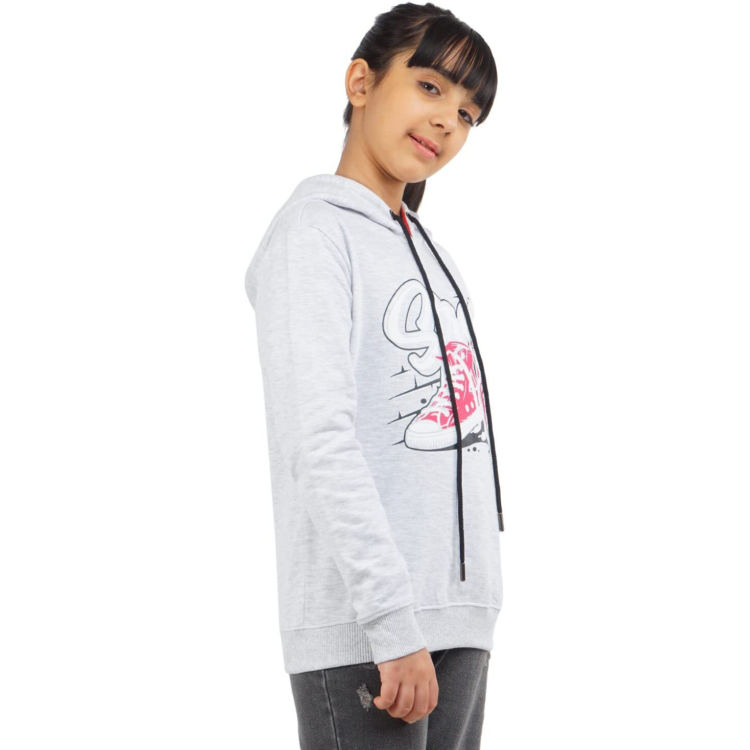 Real Basics Girls Cotton Hooded Sweatshirt(Rb-Ghood-P1-910-Street_Multicolor_9-10 Years)