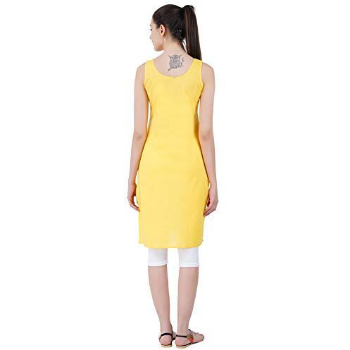 Happy Bunny Full Knee Length Cotton Camisole Inner Long Slip For Women - Firm Notstretchable Slip Lining For Kurti And Chickankari Suits/Tops - Suits Summer And Winter