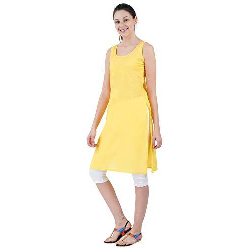 Happy Bunny Full Knee Length Cotton Camisole Inner Long Slip For Women - Firm Notstretchable Slip Lining For Kurti And Chickankari Suits/Tops - Suits Summer And Winter