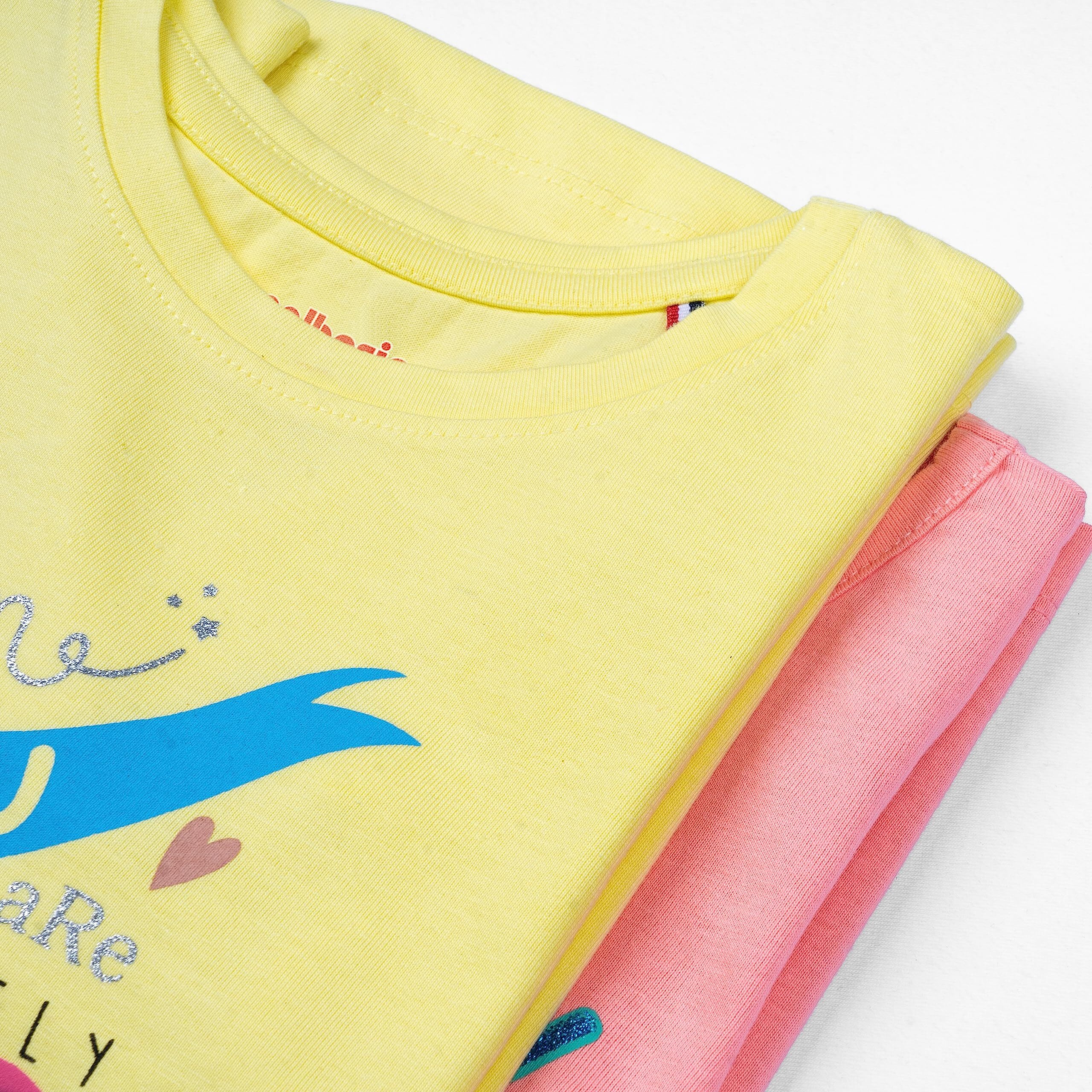 Real Basics Girls Regular Fit Full Sleeves Tshirt (Rb-G-Ftop-P2-45-S5_Fba_Multicolour_4-5 Years)