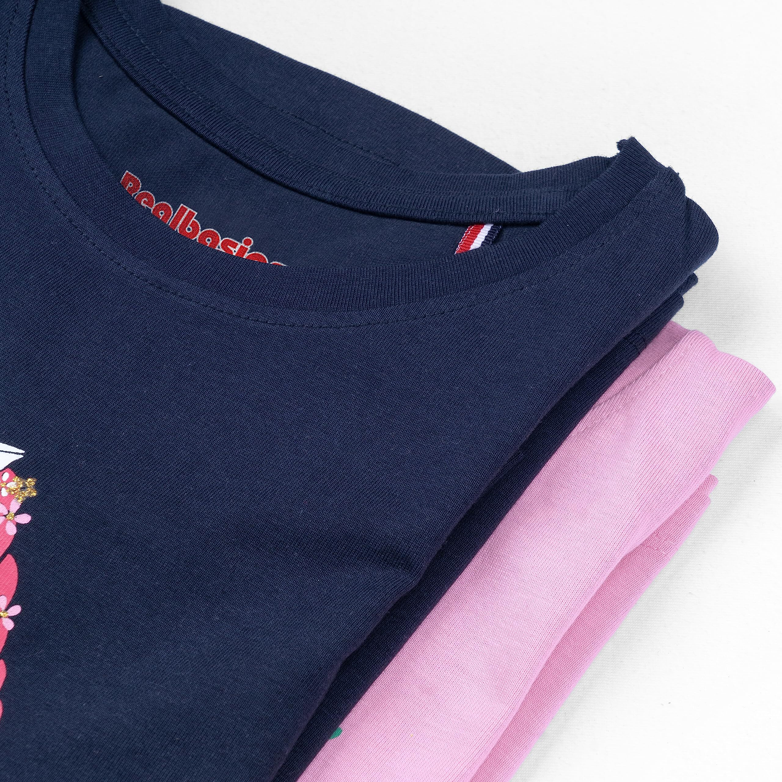 Real Basics Girls Regular Fit Full Sleeves Tshirt (Rb-G-Ftop-P2-45-S3_Fba_Multicolour_4-5 Years)