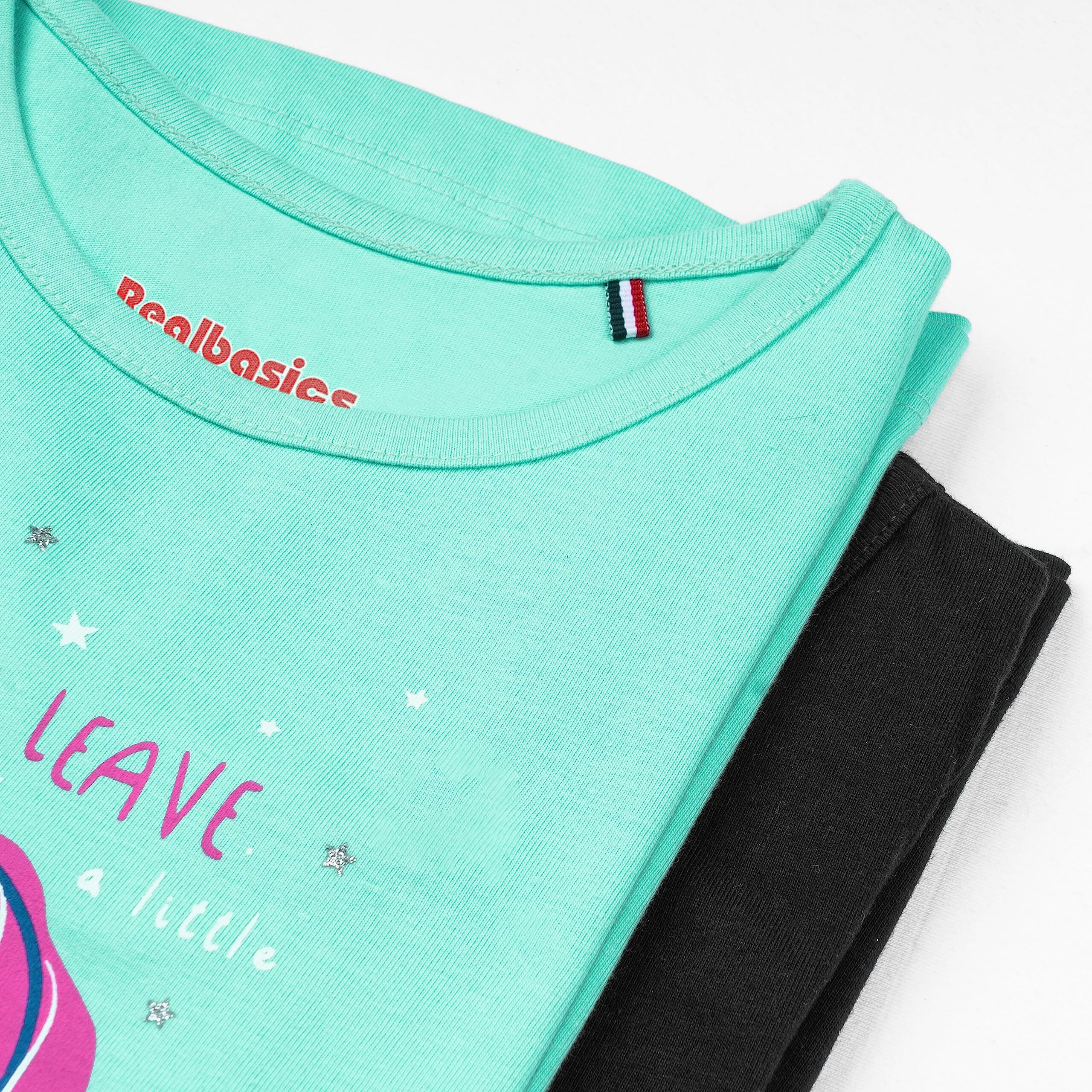 Real Basics Girls Regular Fit Full Sleeves Tshirt (Rb-G-Ftop-P2-45-S2_Fba_Multicolour_4-5 Years)