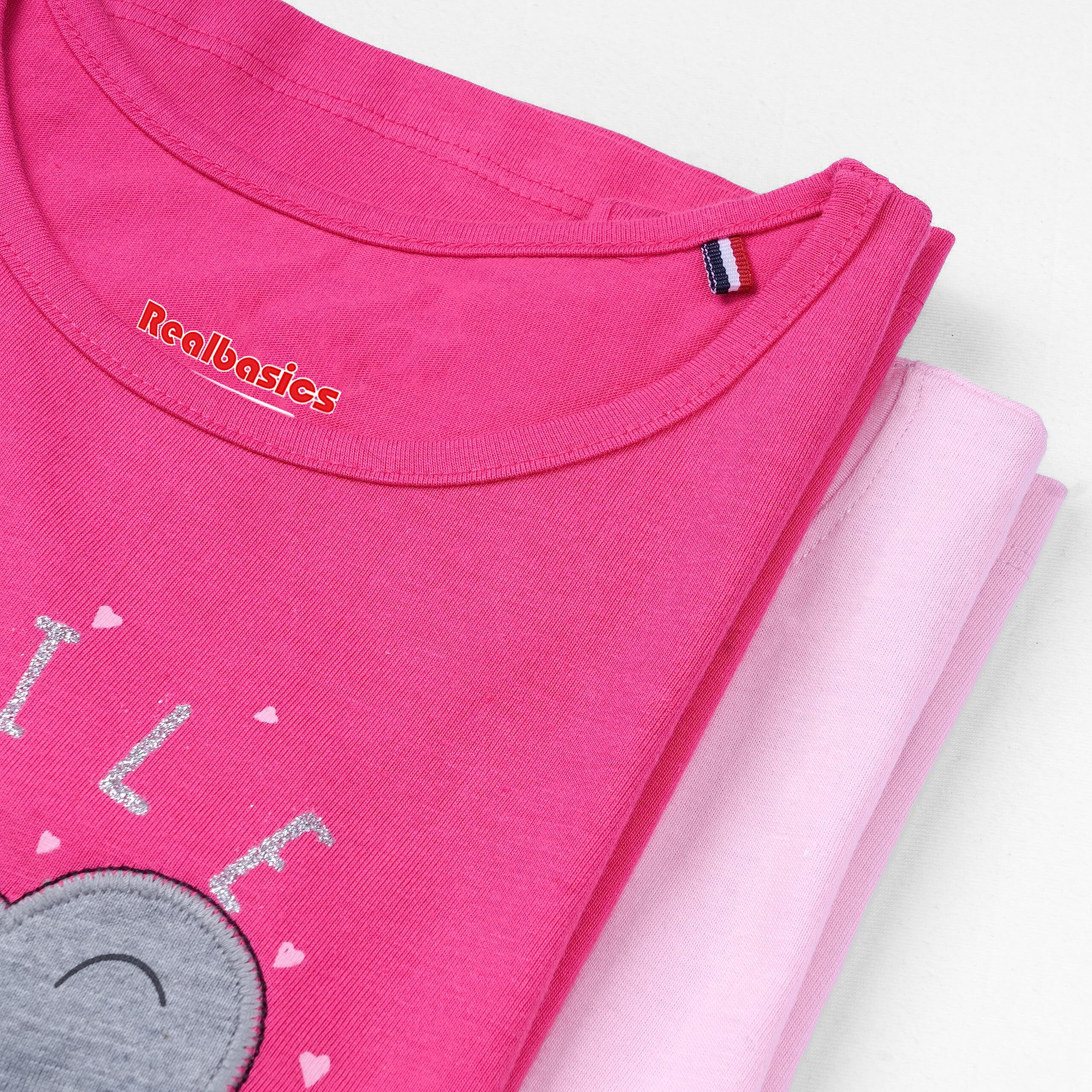 Real Basics Girls Regular Fit Full Sleeves Tshirt (Rb-G-Ftop-P2-45-S4_Fba_Multicolour_4-5 Years)