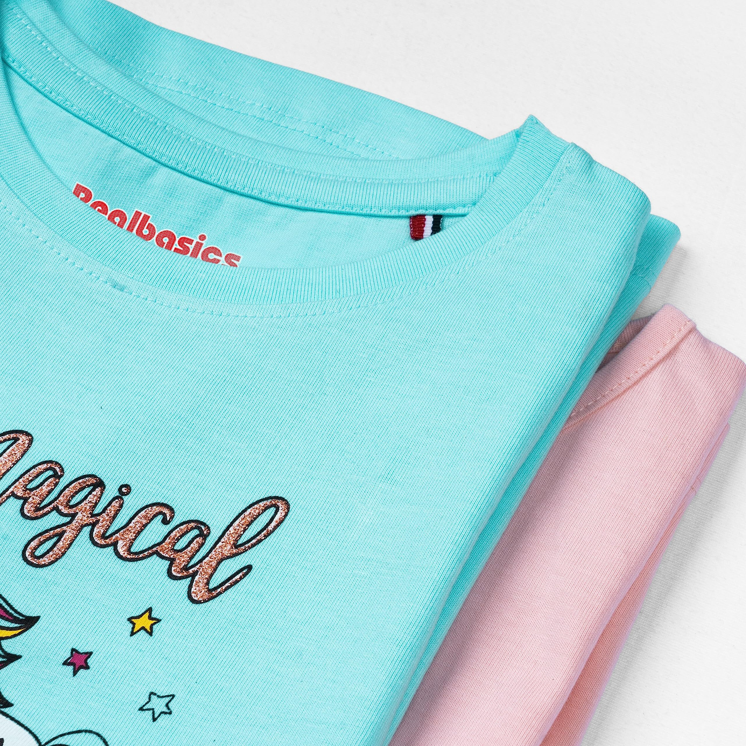 Real Basics Girls Regular Fit Full Sleeves Tshirt (Rb-G-Ftop-P2-45-S1_Fba_Multicolour_4-5 Years)