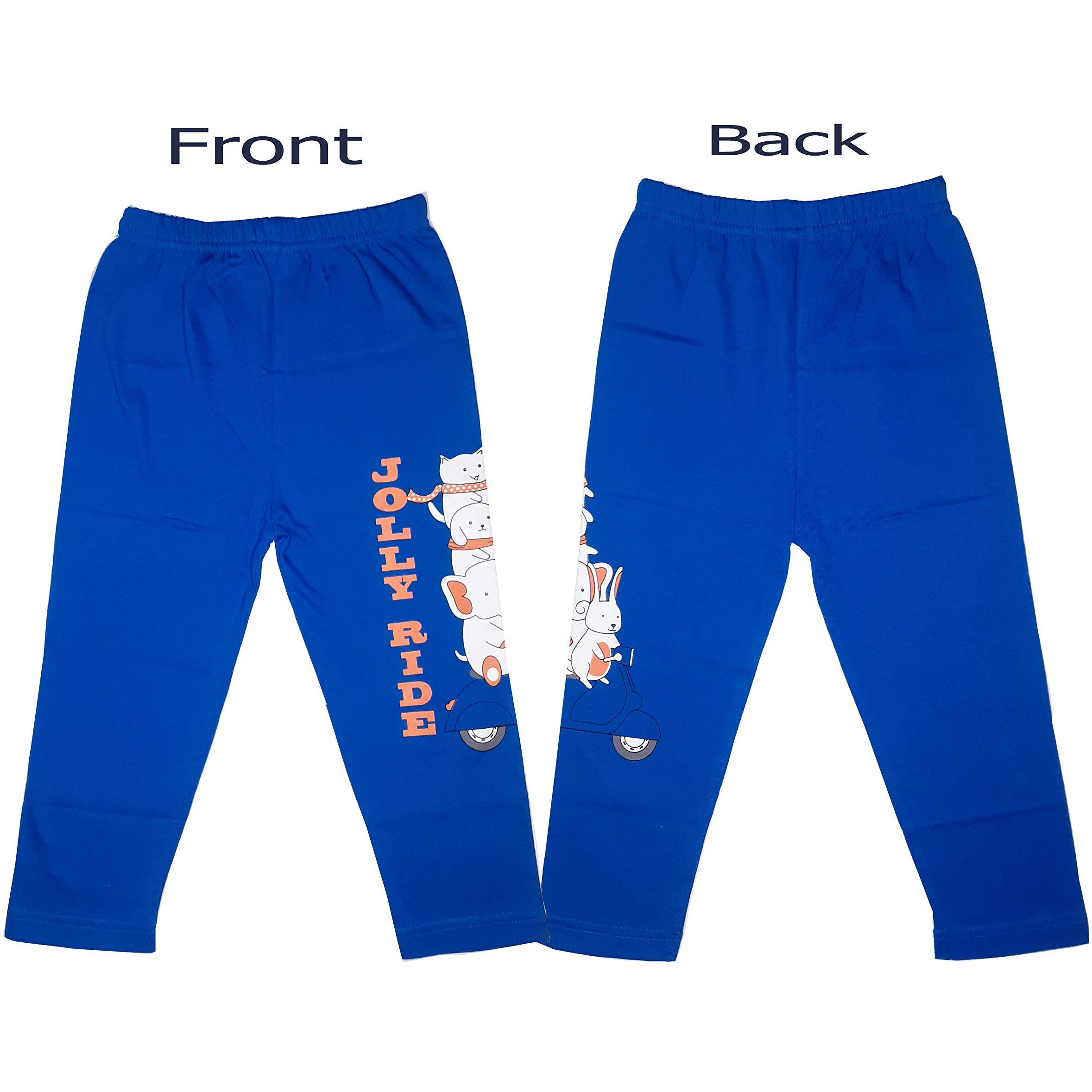 Totztouch Boy's Baby Pants | Pajamas | Bottoms | Lowers | Mid Rise Track Pants Full Length Cute Prints On Knee Cotton Combo Pack Of 5 Regular Fit 3 To 4 Years, Assorted