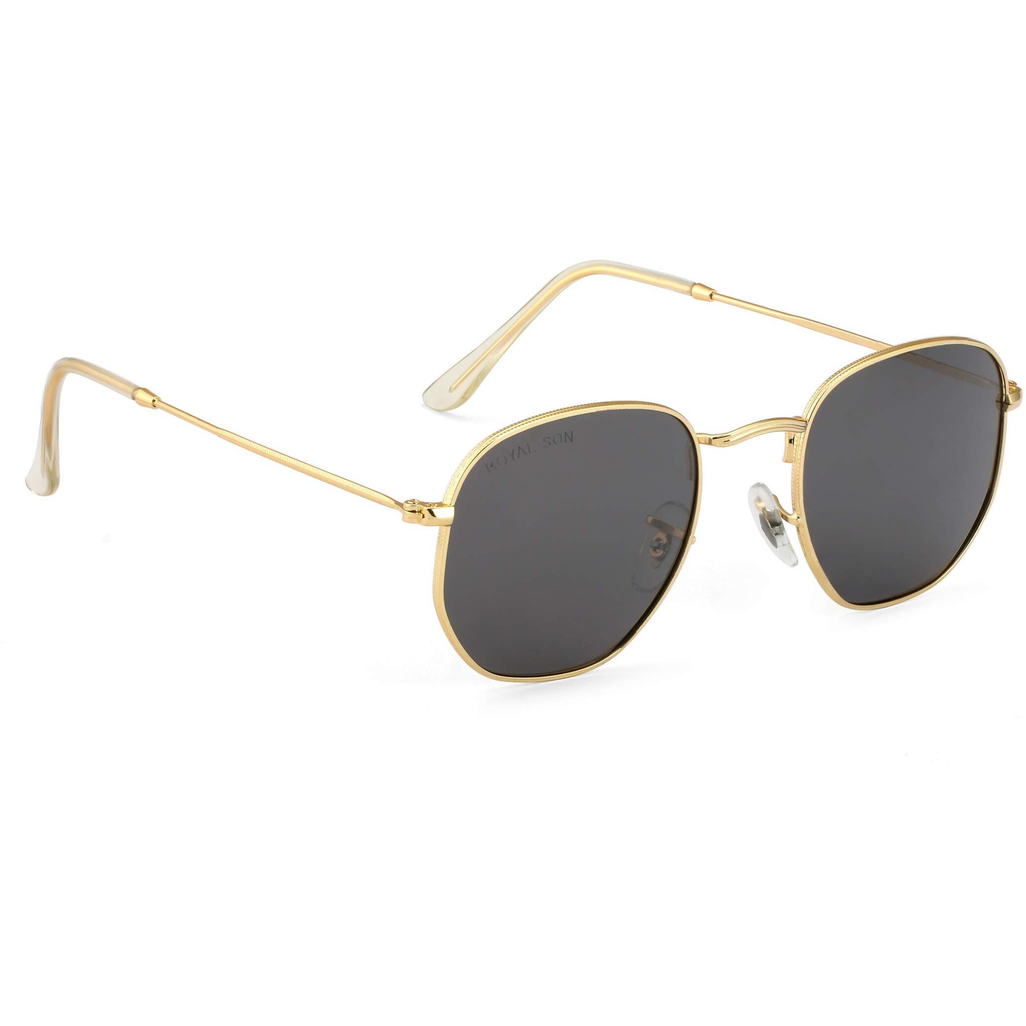 Royal Son Men Women Polygon Sunglasses Black Lens (Medium)-Chi00108-C6 - Pack Of 1