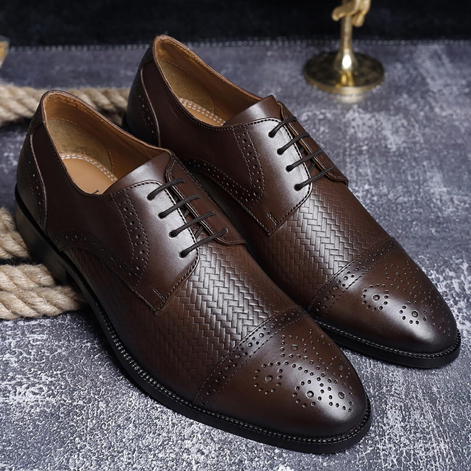 Louis Stitch Formal Shoes For Men | Genuine Leather, Stylish Lace-Up For Business, Office, Party & Wedding | Brunette Brown | Uk Size 10 (Euweox__)