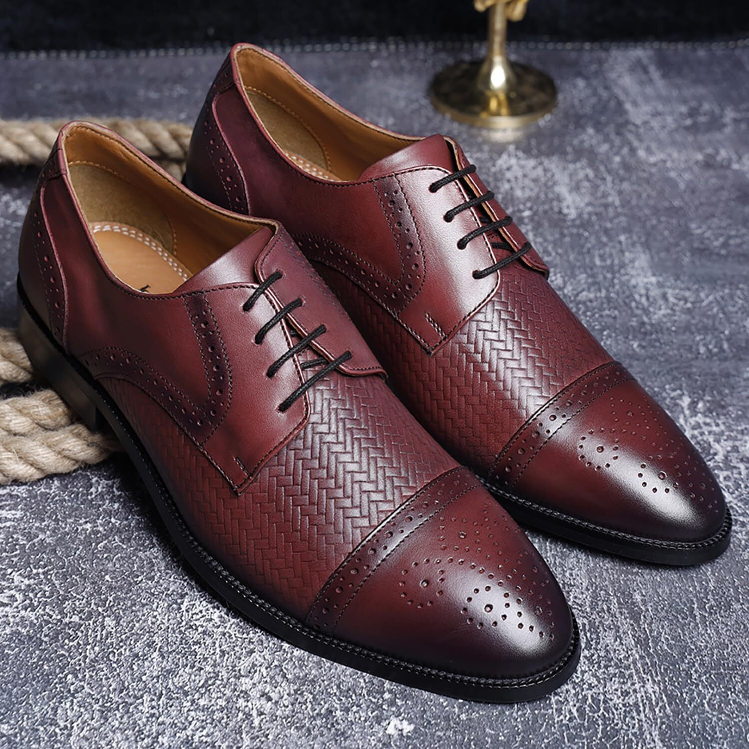 Louis Stitch Formal Shoes For Men | Genuine Leather, Stylish Lace-Up For Business, Office, Party & Wedding | Rosewood | Uk Size 6 (Euweox__)
