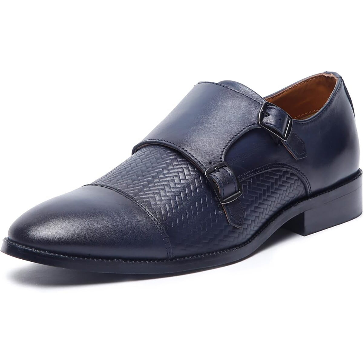 Louis Stitch Formal Shoes For Men | Italian Leather Double Monk Strap Handcrafted Shoes | Stylish Lace-Up Business, Formal, Shoes | Dual Tone Blue| Uk Size 12 (Euwedm)