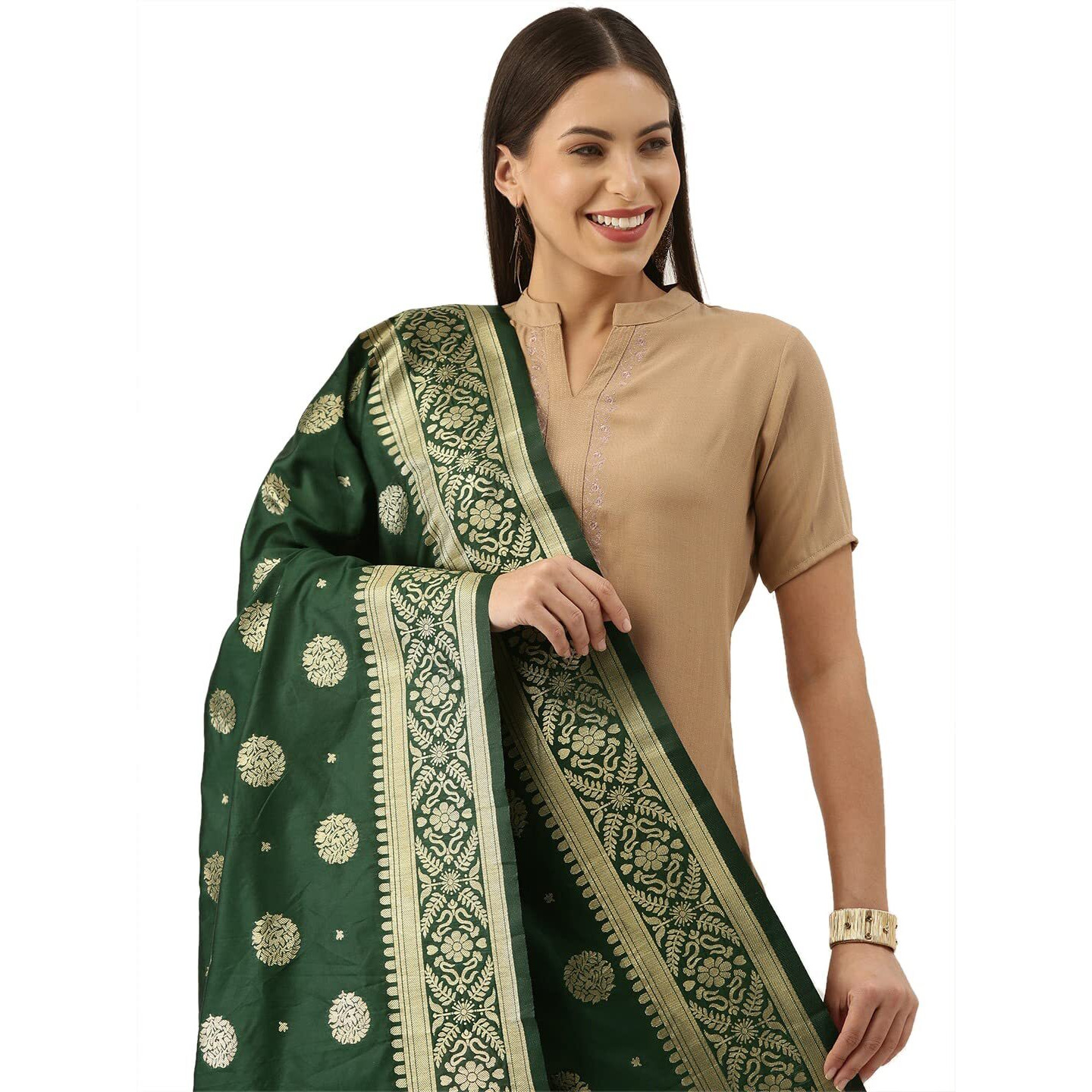 Enthone Women's Woven Art Silk Banarasi Dupatta With Tesses.(Szdprm-3)