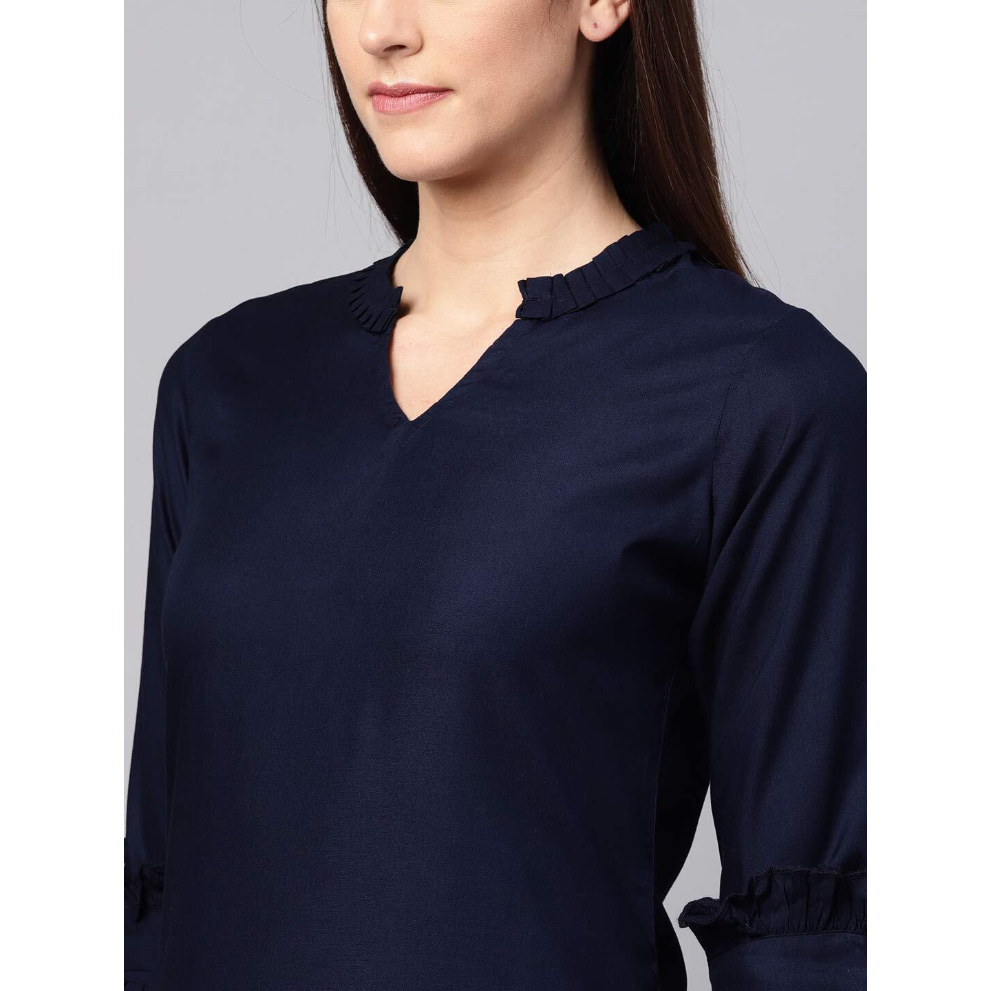 Idalia Rayon Solid Straight Kurta Set For Women 3/4 Sleeve, Round V Neck Designer Kurta With Pant