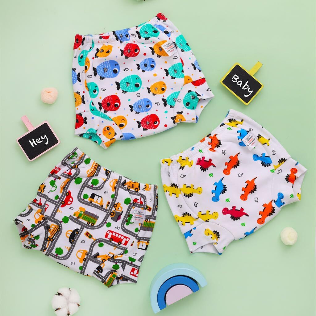Superbottoms Padded Underwear | For Potty Training & Mess-Free Diaper-Free Time | Prevents Pee Puddles | 3 Layers Of Premium Cotton Padding (No Sponge) | (Striking Whites, Size 0, Pack Of 3)