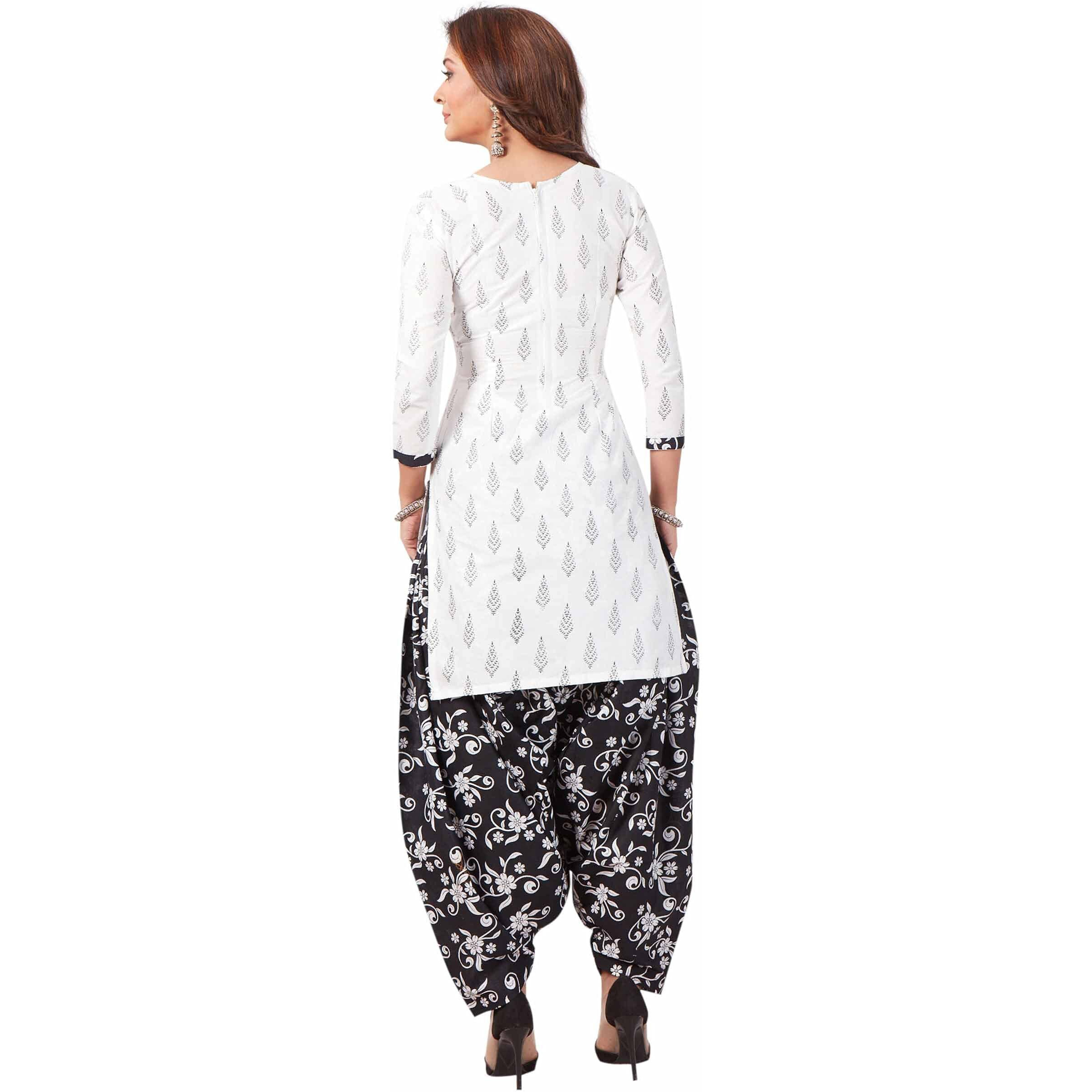 Miraan Cotton Printed Readymade Salwar Suit For Women(Bandcolor915Xl, White, Xl)