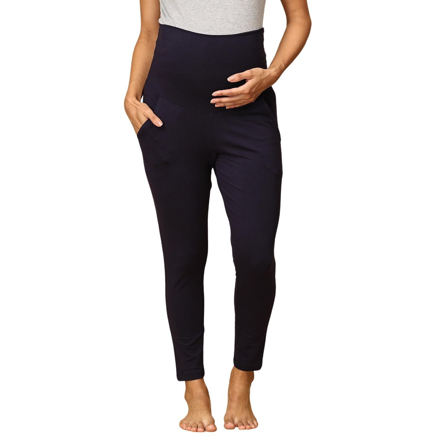 The Mom Store Comfy Maternity Leggings | Comfortable | Soft | Pre And Post Pregnancy | Color - Navy Blue | Size - 2Xl