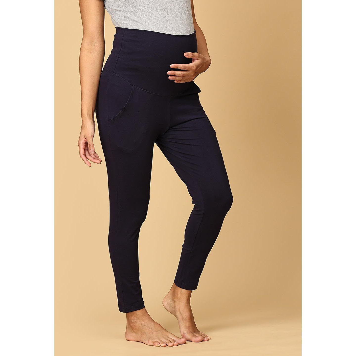 The Mom Store Comfy Maternity Leggings | Comfortable | Soft | Pre And Post Pregnancy | Color - Navy Blue | Size - 2Xl