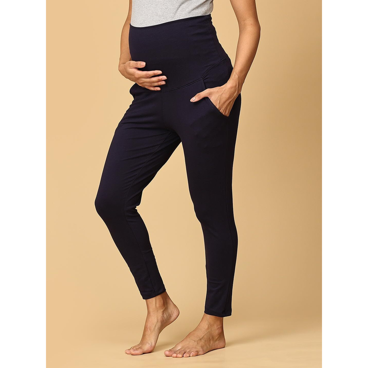 The Mom Store Comfy Maternity Leggings | Comfortable | Soft | Pre And Post Pregnancy | Color - Navy Blue | Size - 2Xl