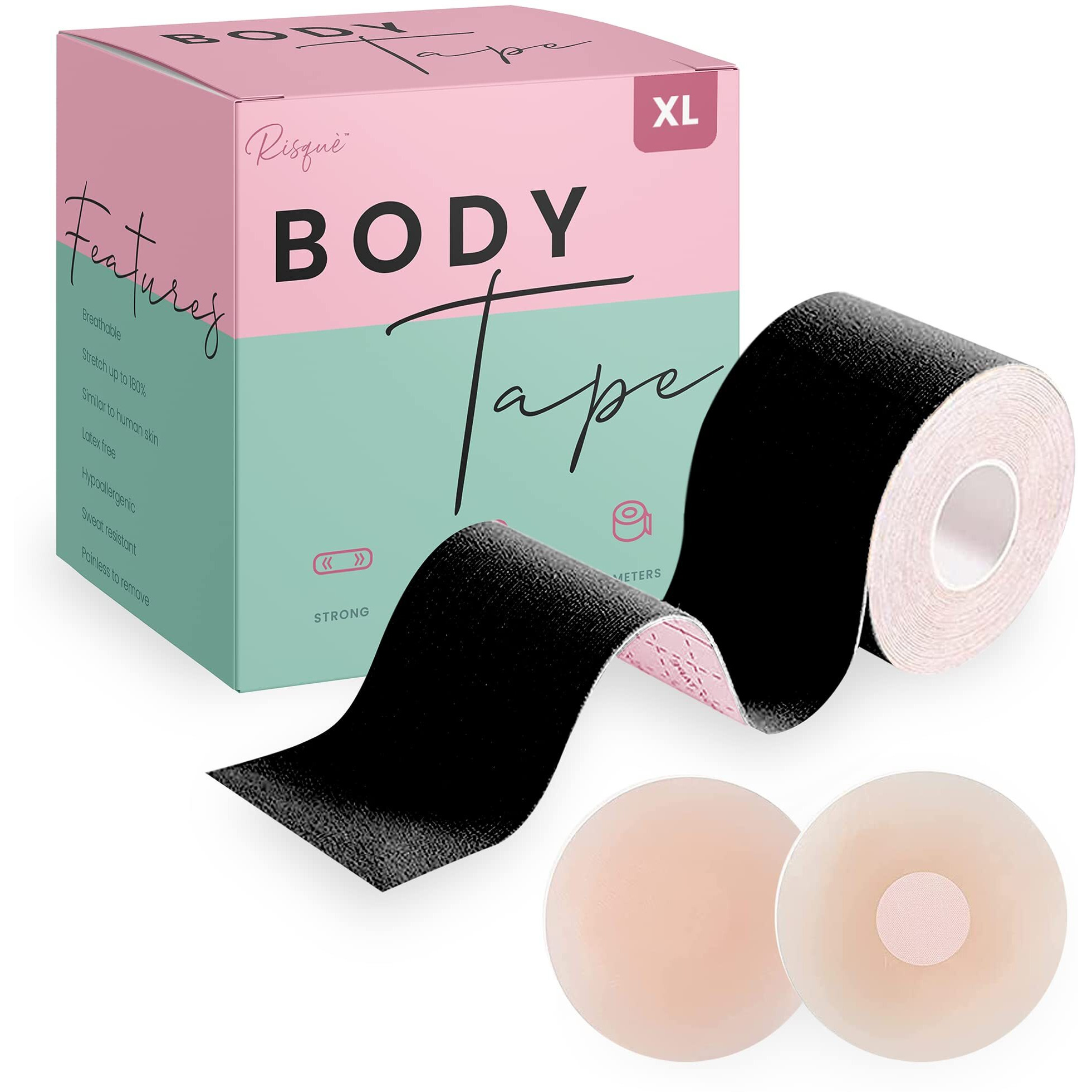 Risqu Xl Breast Lift Tape For Contour Lift & Fashion | Boobytape Bra Alternative Of Breasts | Body Tape For Lift & Push Up In All Clothing Fabric Dress Types | Waterproof Sweatproof Invisible