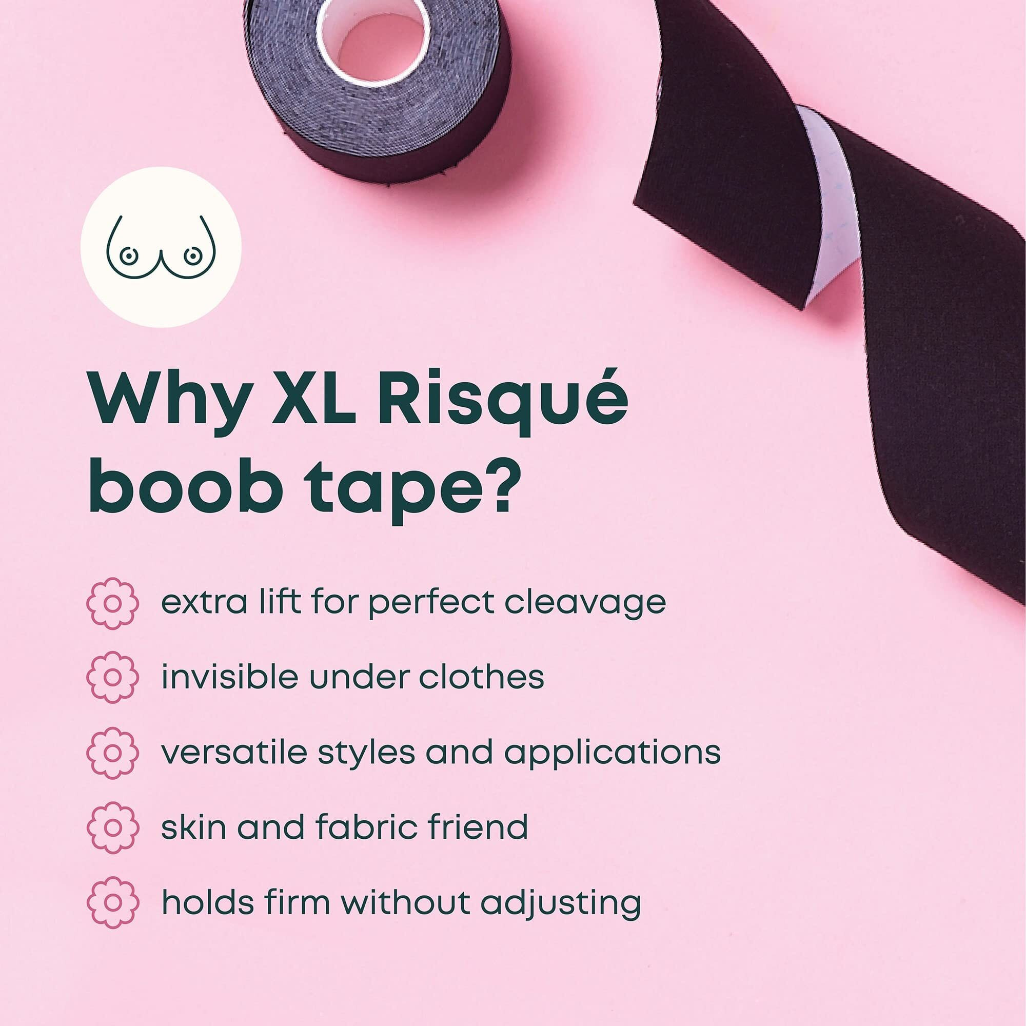 Risqu Xl Breast Lift Tape For Contour Lift & Fashion | Boobytape Bra Alternative Of Breasts | Body Tape For Lift & Push Up In All Clothing Fabric Dress Types | Waterproof Sweatproof Invisible