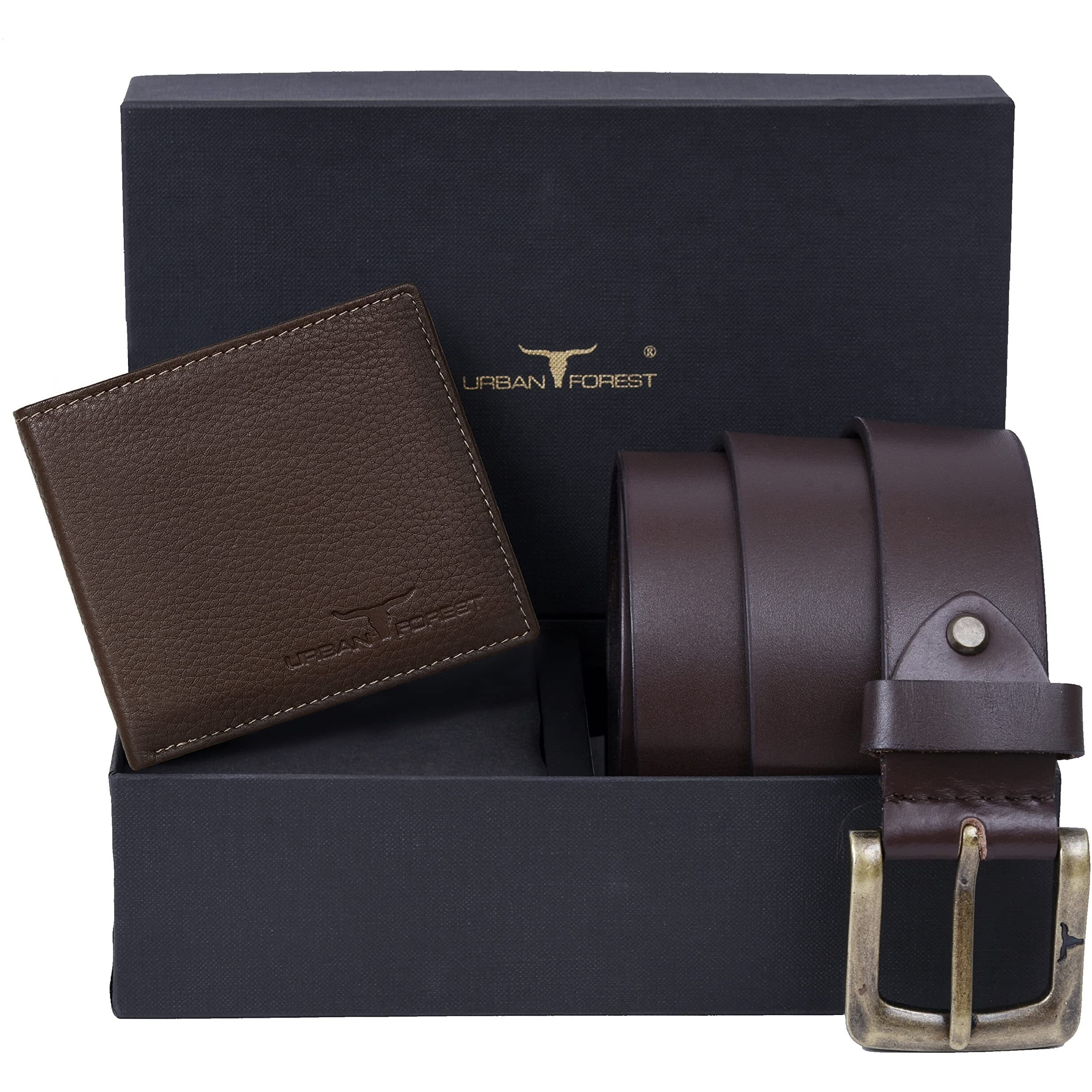 Urban Forest Stannis Brown Leather Wallet & Brown Casual Leather Belt Combo Gift Set For Men