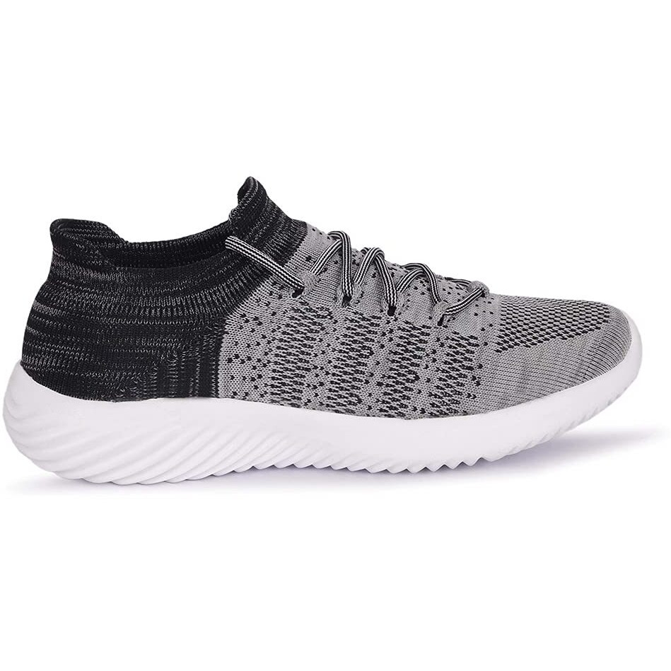 Aadi Men's Black & Grey Mesh Leather Outdoor Casual Shoes