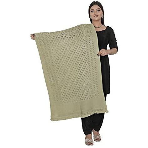 Schp Women's Designer Knitted Woolen Stole (28 * 80 Inches) (Cream)