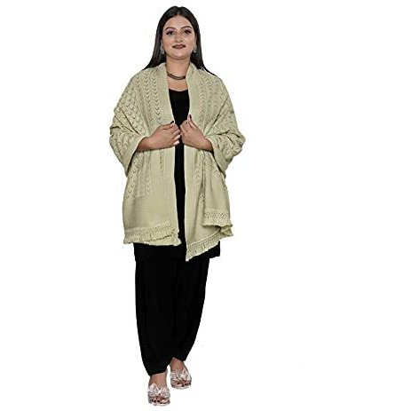 Schp Women's Designer Knitted Woolen Stole (28 * 80 Inches) (Cream)