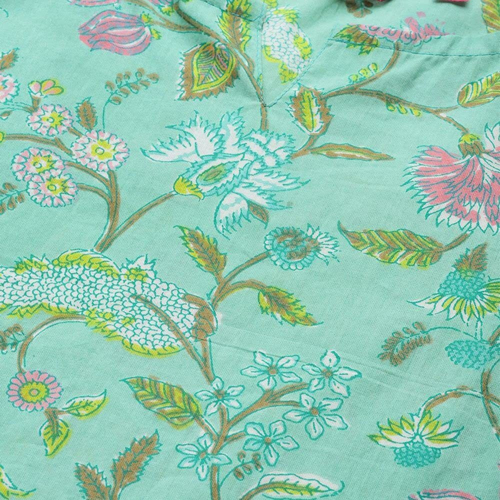 Anubhutee Women's Green & Pink Pure Cotton Printed Night Suit (Anu2001318S)
