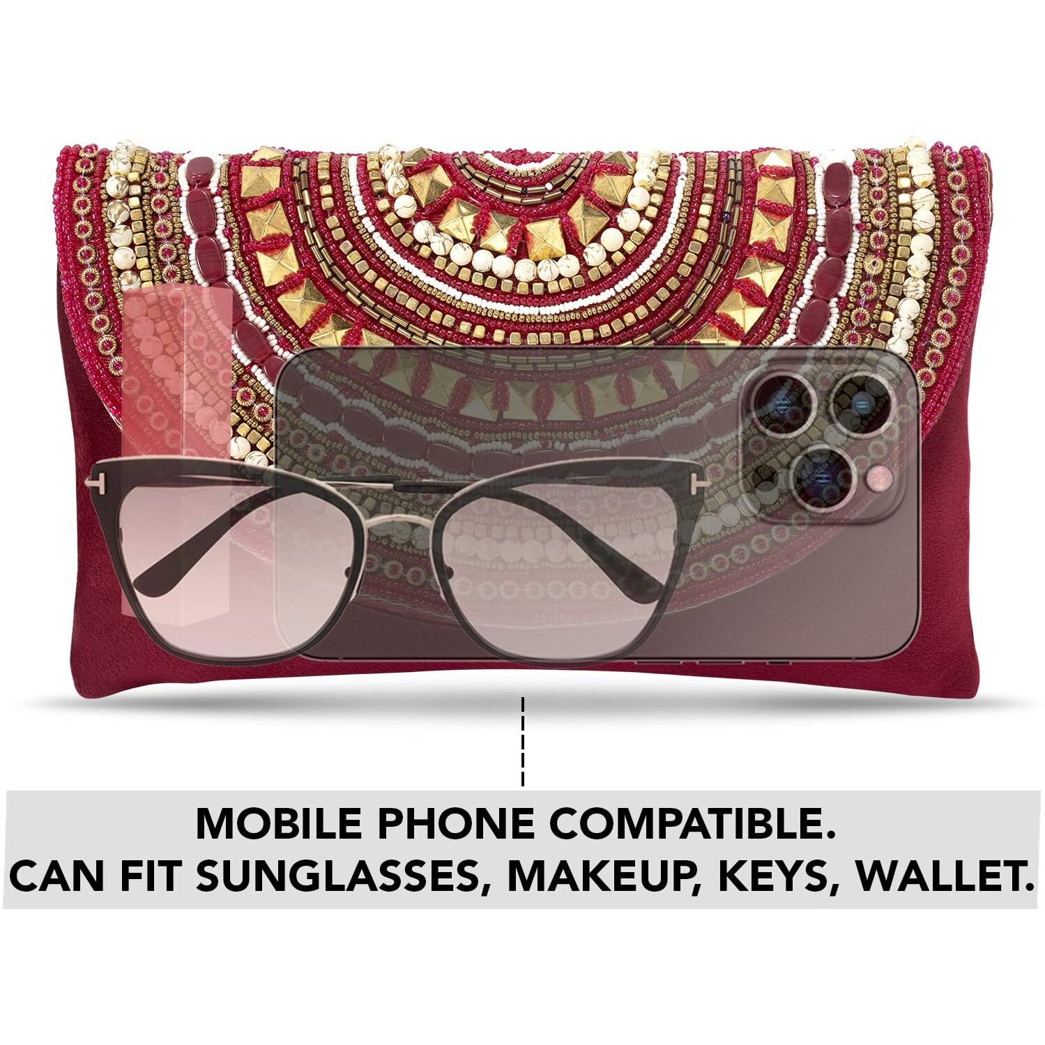 Peora Clutch Black Purses For Women Wedding Handmade Evening Handbags Party Bridal Clutch For Girls (C12M)