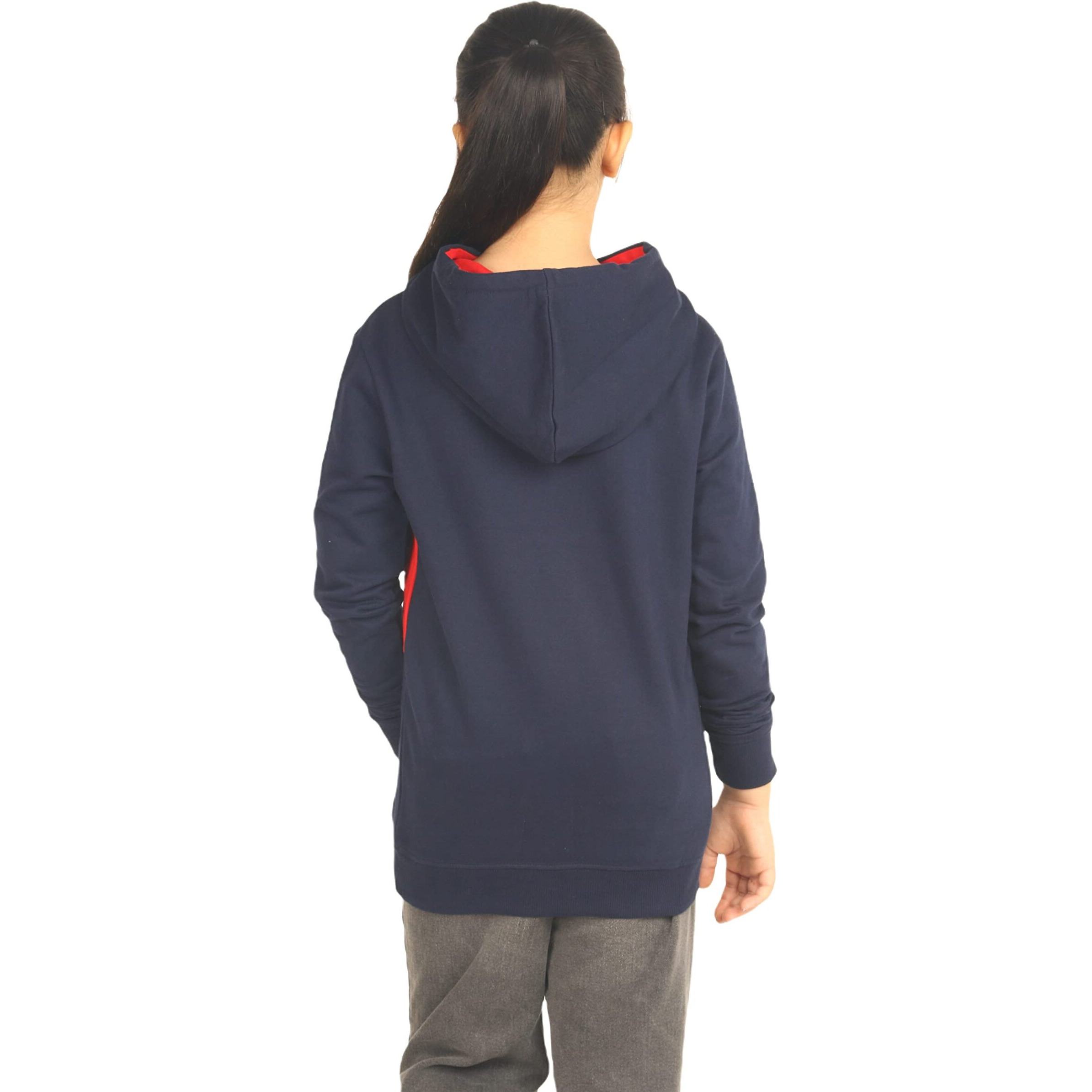 Real Basics Girls Cotton Hooded Regular Sweatshirt(Rb-Ghood-P1-34-Tomstripehoodie_Multicolor_3-4 Years)