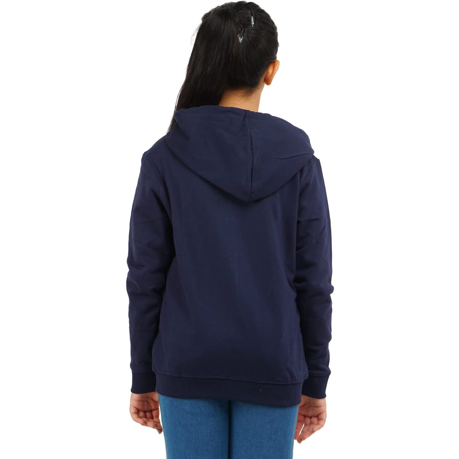 Real Basics Girls Cotton Hooded Sweatshirt(Rb-Ghood-P1-34-Zipcrochoodie_Multicolor_3-4 Years) Dark Blue