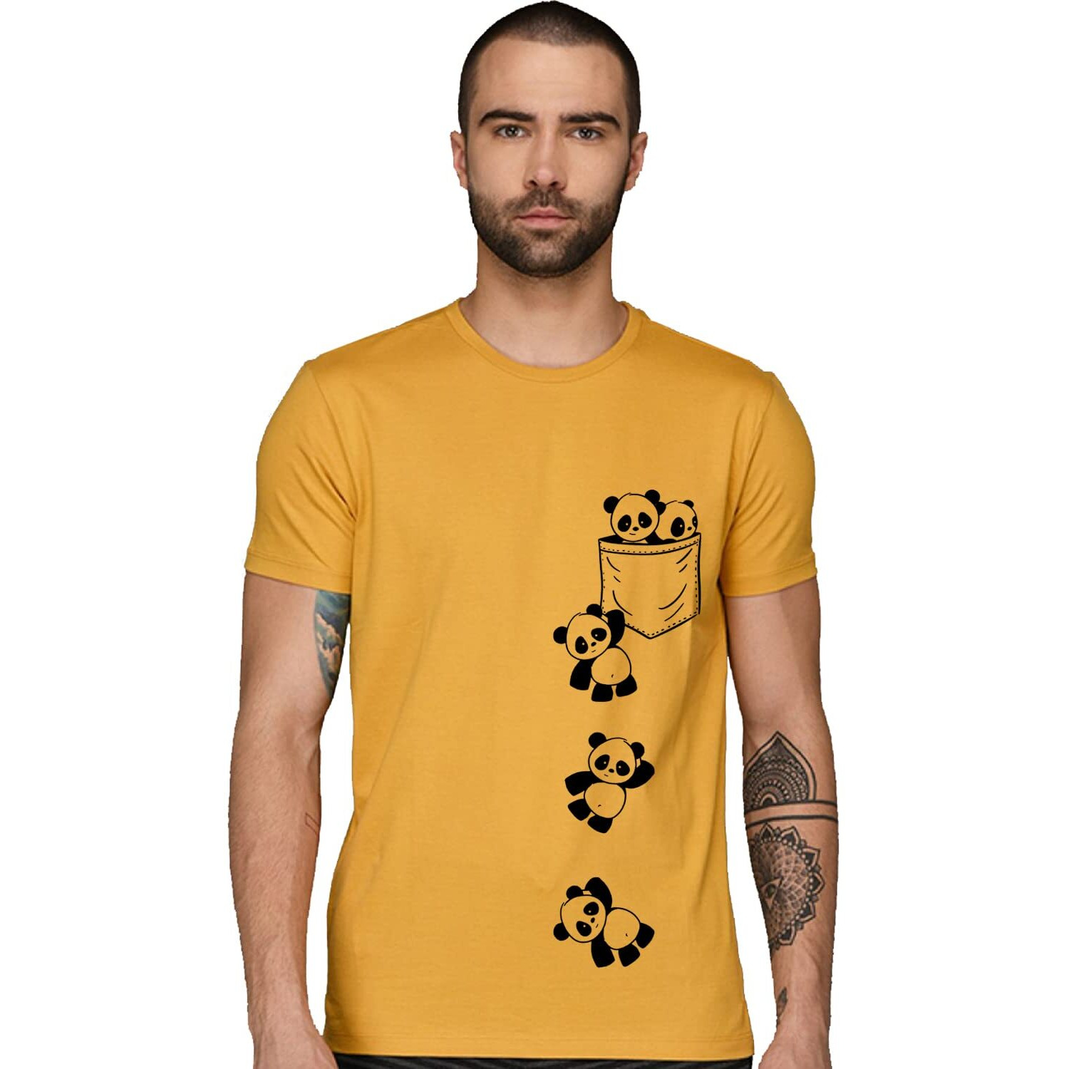 Adro Men's Graphic Printed T-Shirt (Rnr-M-Poc-Mu_Mustard_S)