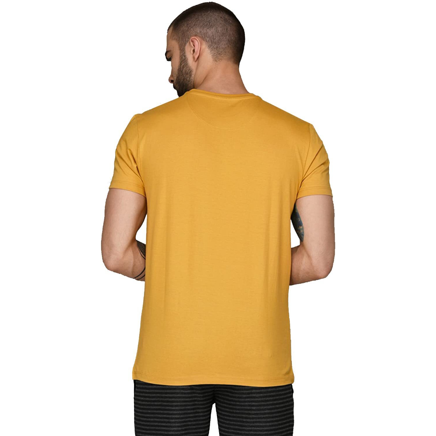 Adro Men's Graphic Printed T-Shirt (Rnr-M-Poc-Mu_Mustard_S)